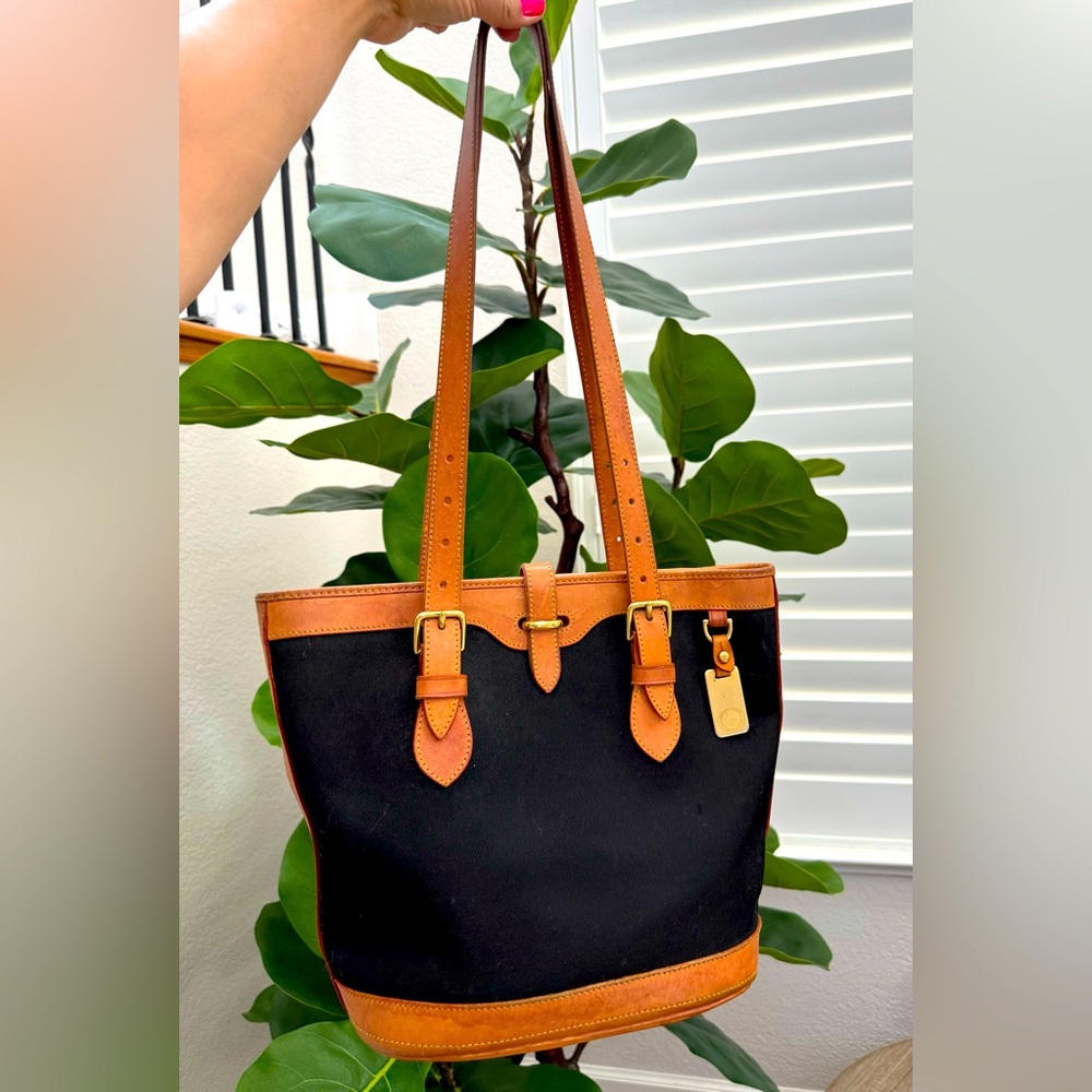 Dooney and Bourke Leather Handle Canvas Tote Bag